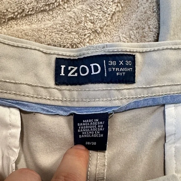 Izod Beige Straight Fit Chino Pants - Picture 2 of 4